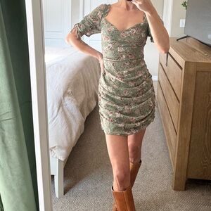 NWT Altar’d State Ruched Floral Mini Dress Size M